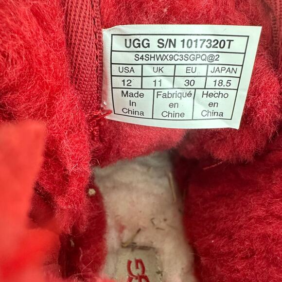 UGG Girls Winter Boots Size 12 Red Lace Up Zip Up Suede Outdoor Holidays - Picture 11 of 13